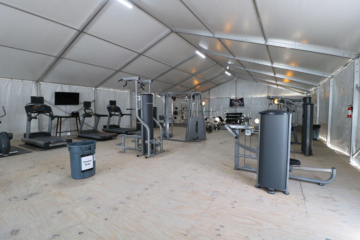 Interior image of a weight tent.