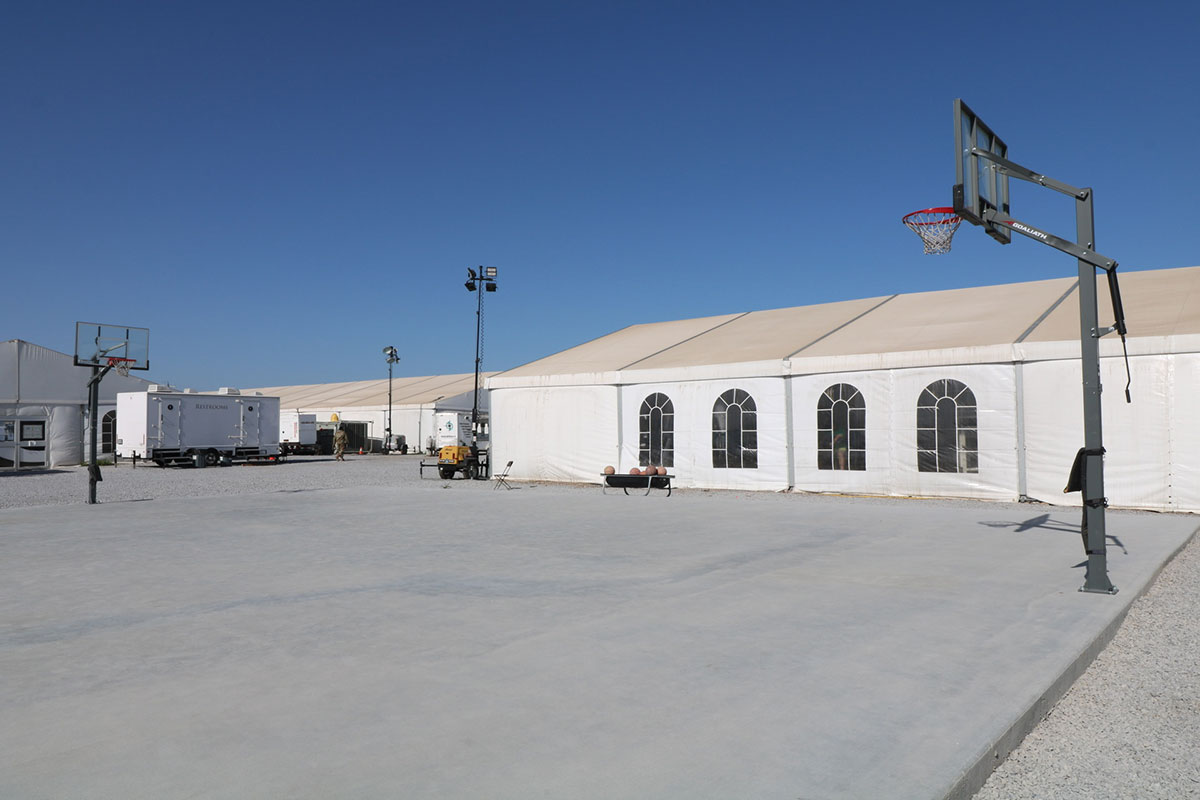 Exterior image of a basketball court.