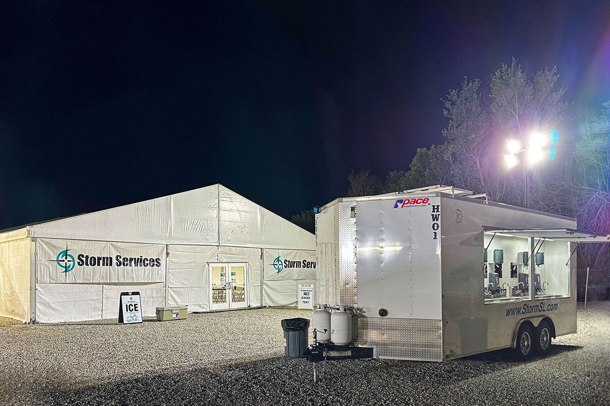 On-site handwashing and shaving station.