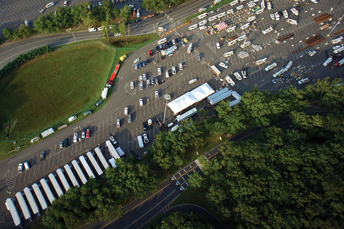 Base camp in New Jersey after a hurricane.